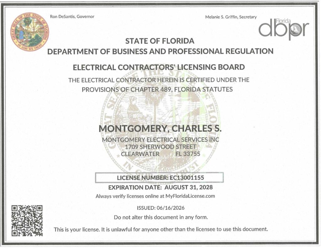 Picture of electrical contractor's license